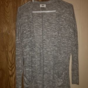 grey cardigan